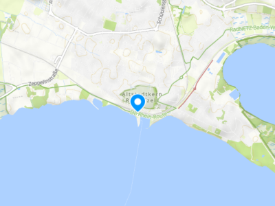 Karte von Altertkerk/Zell am Rhein mit Radwegen und Sehenswürdigkeiten.